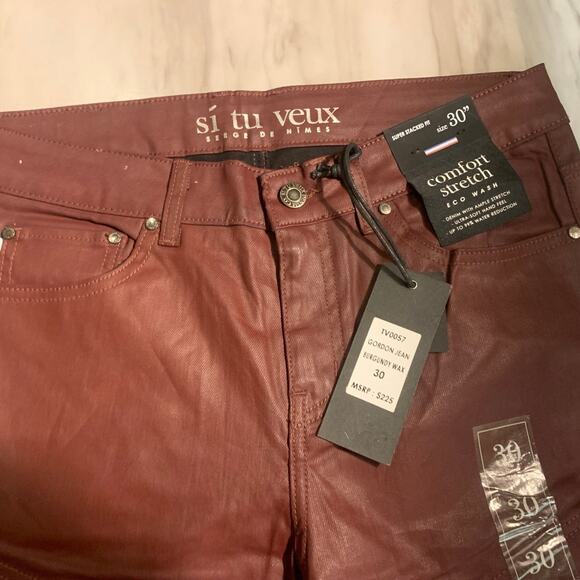 Si Tu Veux Superstack Burgundy Wax Mens Jeans Size 30 - Picture 5 of 7